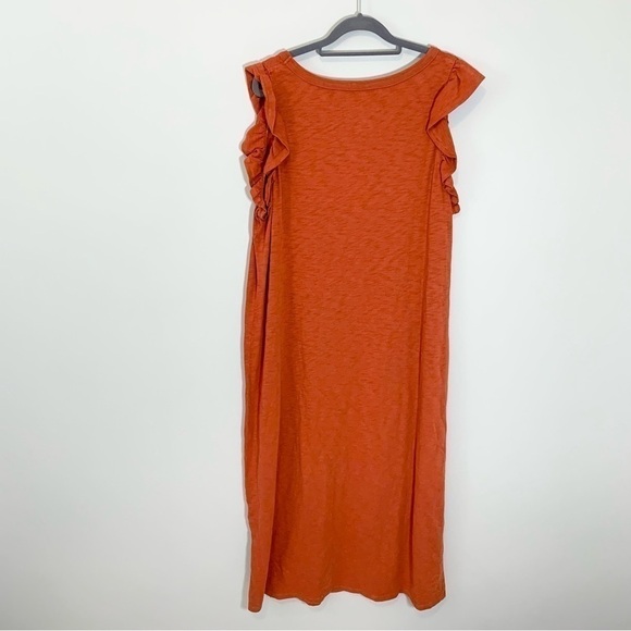NEW Universal Thread rust ruffle detail sleeveless stretch fitted midi dress - Picture 5 of 9